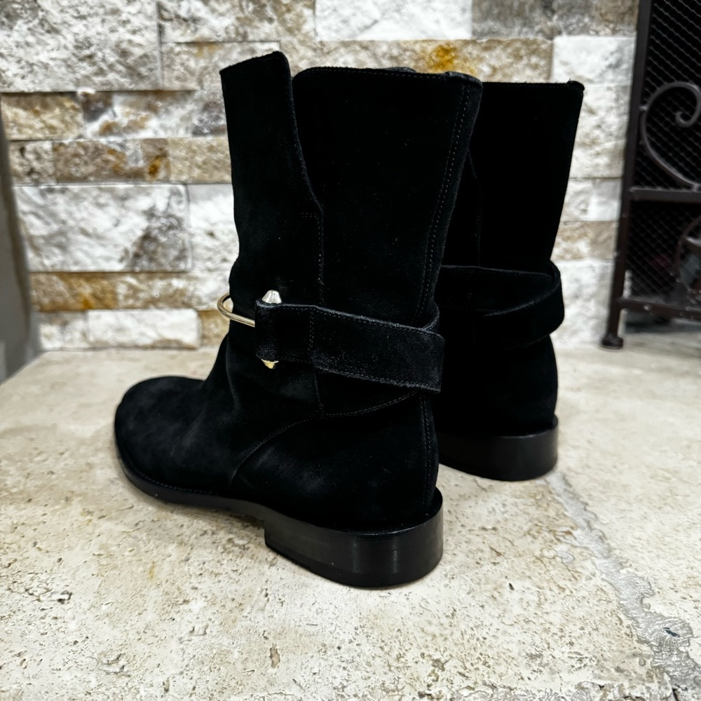 BALENCIAGA Women’s Black Suede Block Heel Ankle Boots EUR Size 36 / US Size 6 - Picture 4 of 11